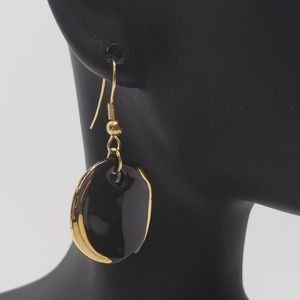 Vintage Black and Gold Dangle Earrings